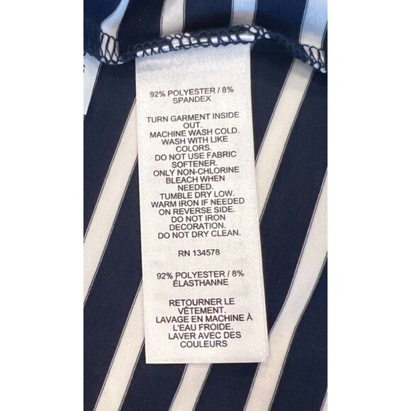 Vineyard Vines Navy & White Striped Sankaty Boat Neck Tee Medium Lightweight Top - Picture 7 of 8